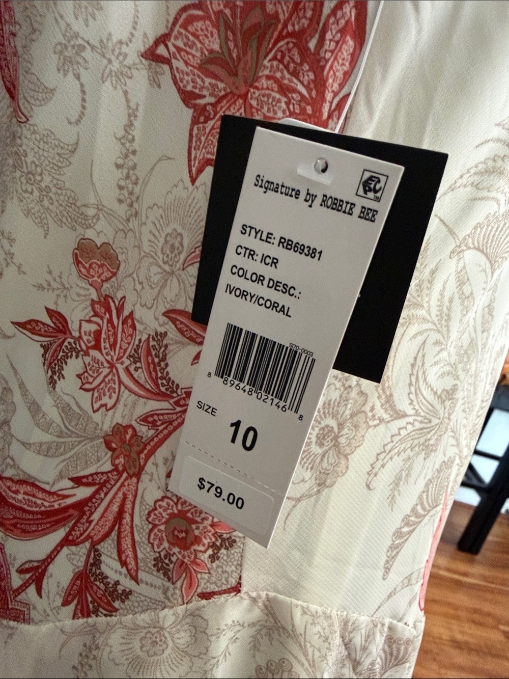 Sleeveless Creme and Coral Floral Cowl Neck Maxi Dress - Picture 7 of 7